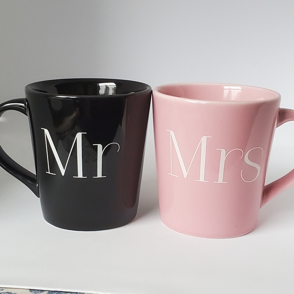 Mr & Mrs Mugs from Indigo Pink & Black  Coffee Tea Wedding Honeymoon Marriage - Picture 3 of 10